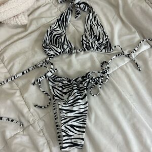 Zebra Print Kids One Piece Swimsuit